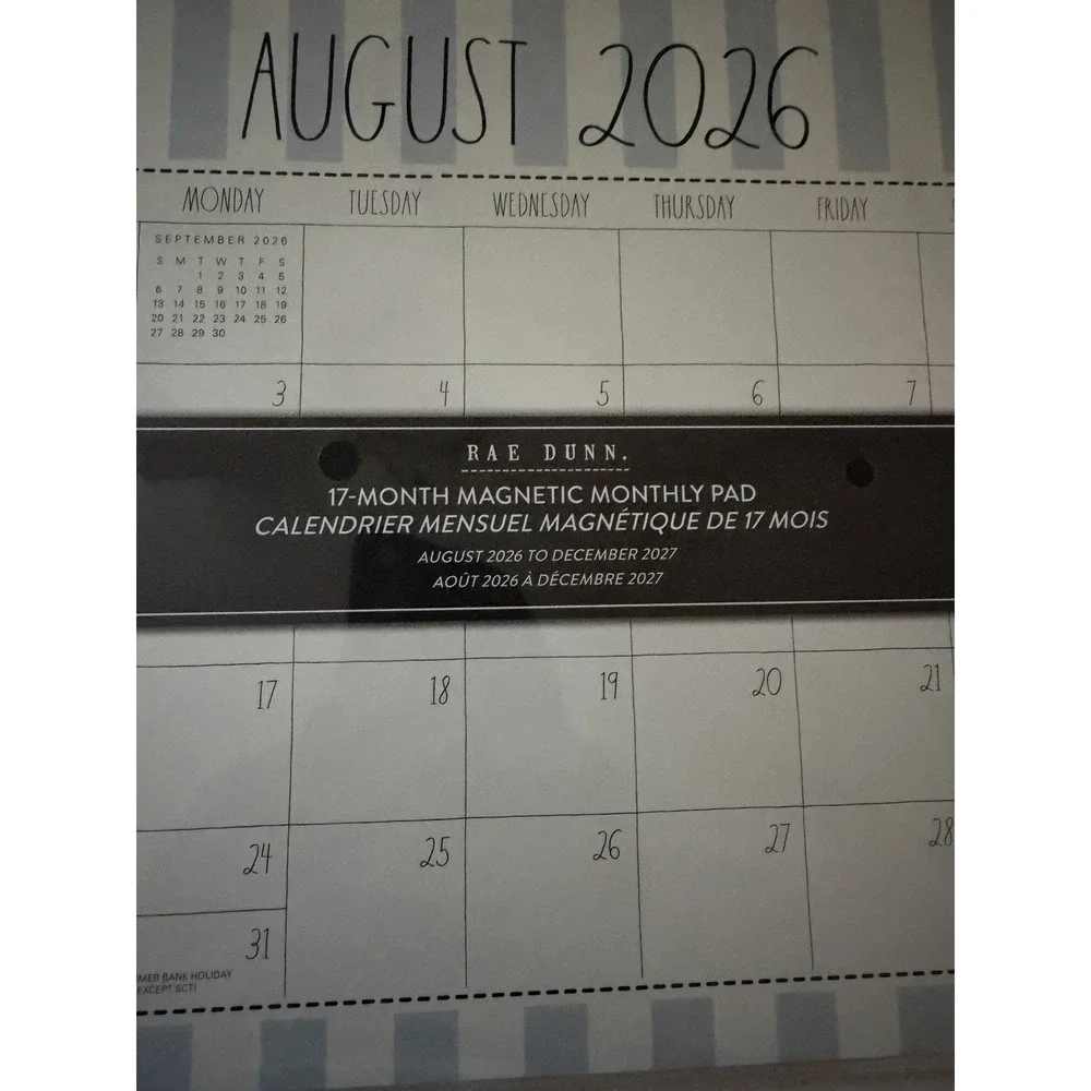📆 Brand NEW w/Tags Rae Dunn 17 Month Magnetic Monthly Pad Aug 2026-Dec 2027